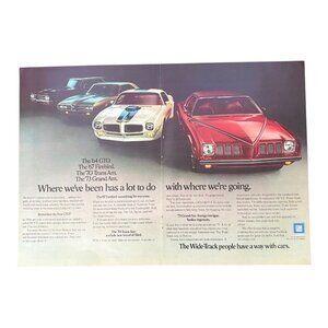1973 Pontiac Grand Am Coupe Vintage Print Ad 1964 GTO 67 Firebird 70s Wall Art